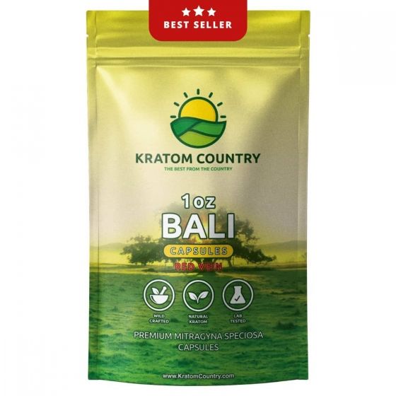 A packet of Kratom Country Bali kratom capsules